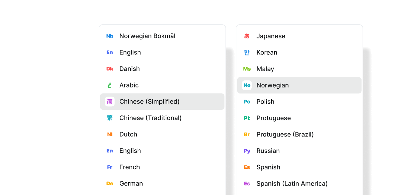 Over 20 Supported Languages